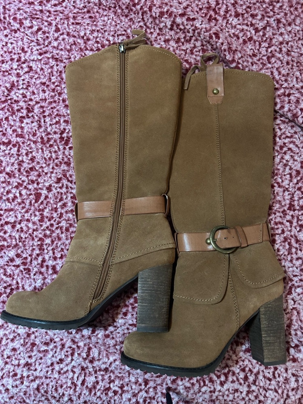 Mojo Moxy Brown Suede Heeled Knee Boots